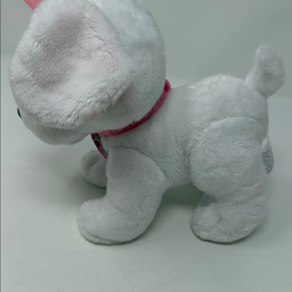 Disney Princess Plush White Dog Toy with Pink Bow 7” x 7 “